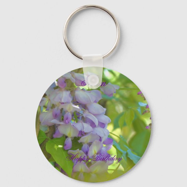 Wisteria Wisteria Flower Keychain grattis på födel Nyckelring (Framsida)