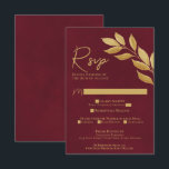 Wistful Leaves Burgundy & Gold Watercolor Wedding OSA Kort<br><div class="desc">These beautiful RSVP cards will make it easy for your guests to respond to your wedding invitation. They feature a rustic hand painted watercolor design with wistful golden leaves on a marbled burgundy background. There is space for your guests to indicate whether they can attend or not, the number of...</div>