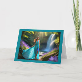 Wistful Waterfall Womans födelsedagskort Kort