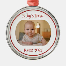 Wit Babys Första Jul Ornament m/ Foto och År