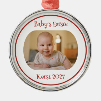 Wit Babys Första Jul Ornament m/ Foto och År