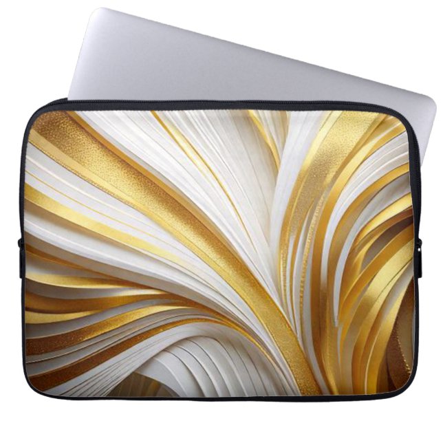 Wit Goud Retro Laptop Sleeve (Framsidan)