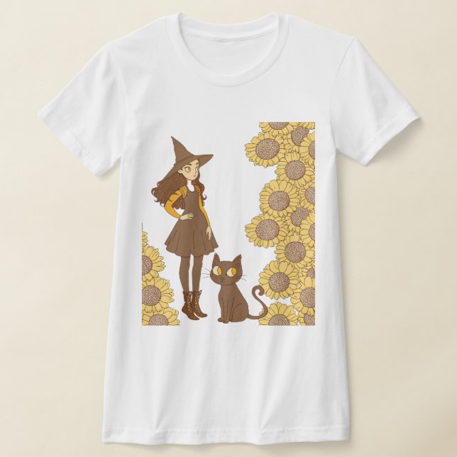 "Witch and Cat Bella+Canvas Women's Slim Fit Tee" T Shirt (Laydown)