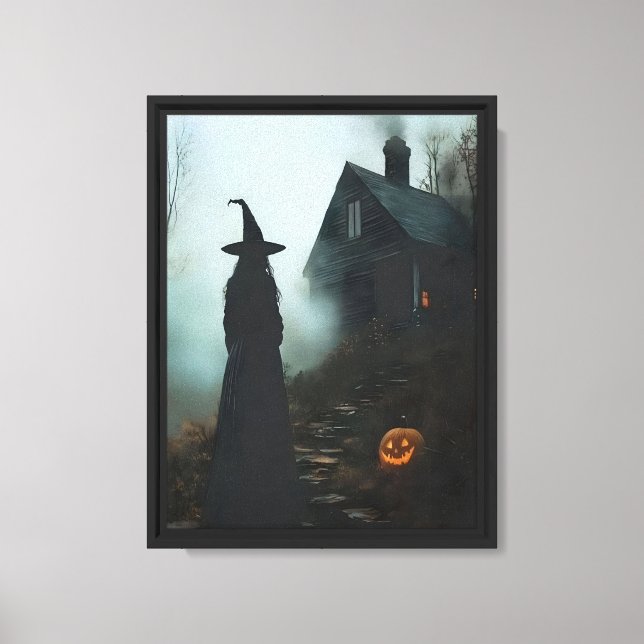 Witch and Haunted House Art Canvastryck (Framsida)