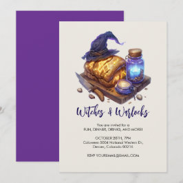 Witch är hatt med glättat bröd, Halloween Inbjudningar
