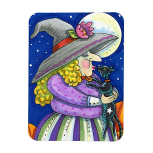 WITCH ÄR SMITTEN MED KITTEN, BLACK CAT KISSES MAGNET