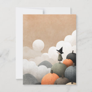 Witch Art Spooky Cute Minimalist Halloween Vykort
