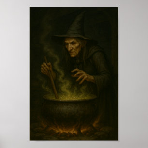 Witch at the Cauldron-Stirring Up Magic and Mayhem Poster