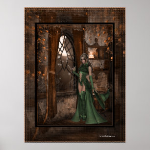 Witch at the Window :: Halloween Design Design Poster