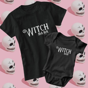 Witch baby Black Halloween Mamma och Me Matching T Shirt