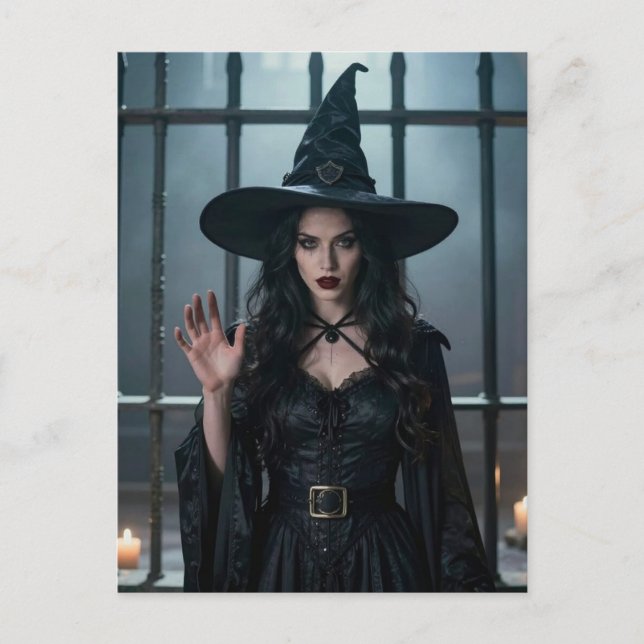 Witch behind bars because she commented crime vykort (Framsida)