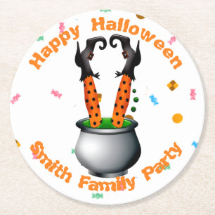 Witch Ben & Brew in Orange & Black Underlägg Papper Rund