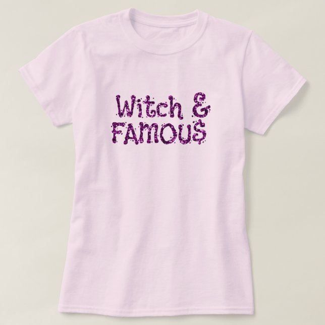 Witch & Berömd Halloween Glitter T Shirt (Design framsida)
