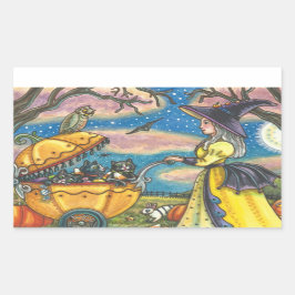 WITCH, BLACK CAT BABY BUGGY STICKERS LAKAN Rec Rektangulärt Klistermärke