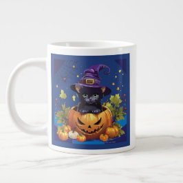 Witch Black Cat Kitten Pumpkin Specialty Mugg Jumbo Mugg