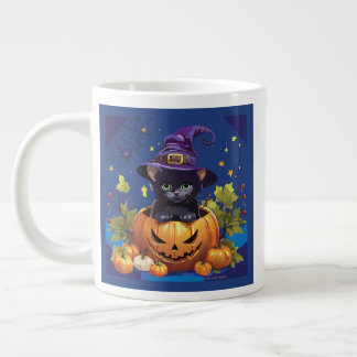 Witch Black Cat Kitten Pumpkin Specialty Mugg Jumbo Mugg