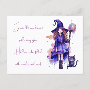 Witch Black Cat och Awe Halloween Helg Vykort