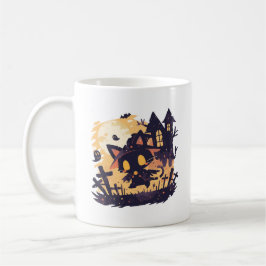Witch Black Cat på Halloween Natt Kaffemugg