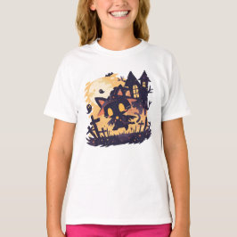 Witch Black Cat på Halloween Natt T Shirt