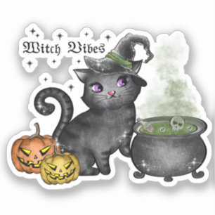 Witch Black Cat   Witch Vibes Klistermärken