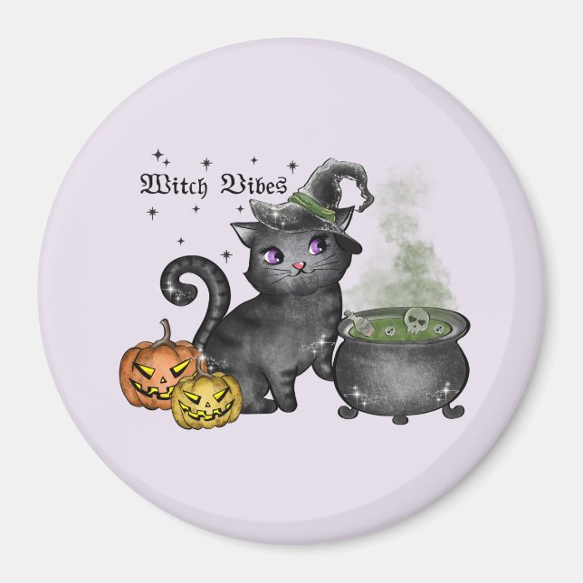 Witch Black Cat | Witch Vibes Magnet (Framsidan)