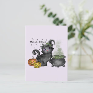 Witch Black Cat   Witch Vykort