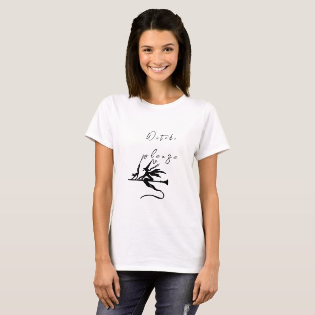 Witch, Black och White Halloween T-Shirt (Hel framsida)