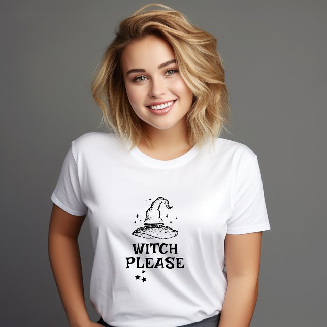 Witch, Black och White Halloween Witch Hat T Shirt (Witch Please Black and White Halloween Witch Hat T-Shirt )