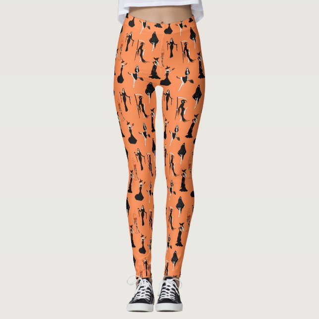Witch Bloody Cocktail Hart Skeleton Hand Halloween Leggings (Framsida)