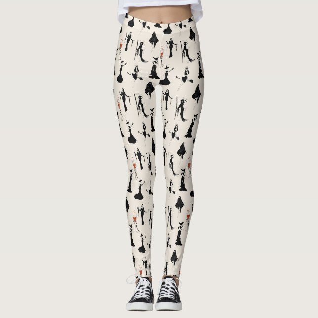Witch Bloody Cocktail Hart Skeleton Hand Halloween Leggings (Framsida)