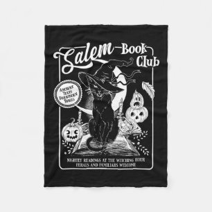 Witch Bok Klubb Bookish Retro Halloween Black Cat Fleecefilt