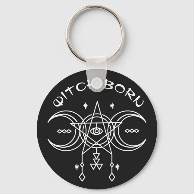 Witch Born Triple Måne Pentacle Star Witchcraft Nyckelring (Framsida)