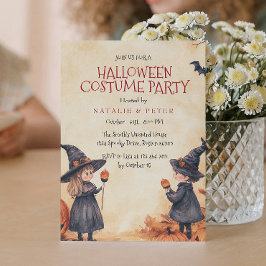 Witch Boy and Girl Halloween Costume Party Inbjudningar