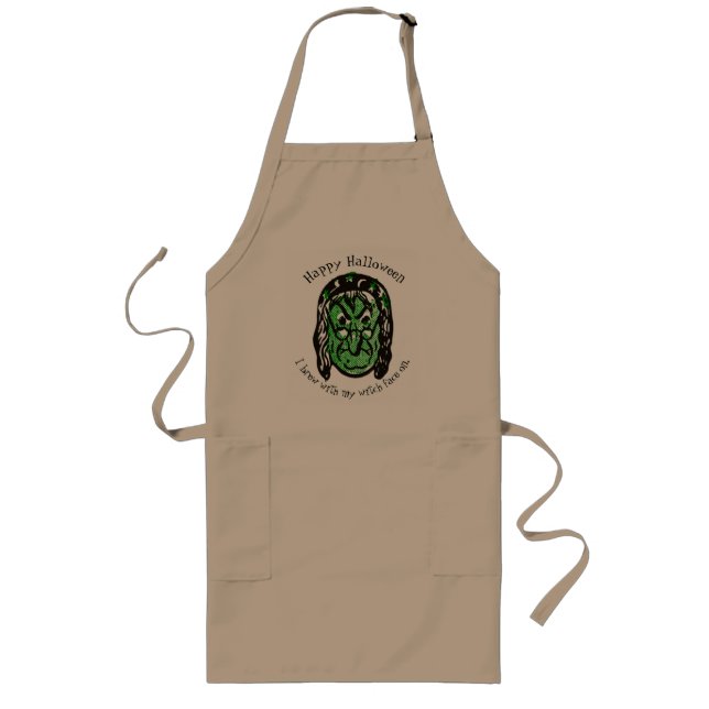 Witch Brew Apron - Anpassningsbar Grönt Witch Ansi Långt Förkläde (Framsidan)