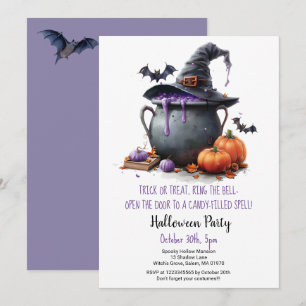Witch Brew Bus eller godis Pumpkins Halloween fest Inbjudningar