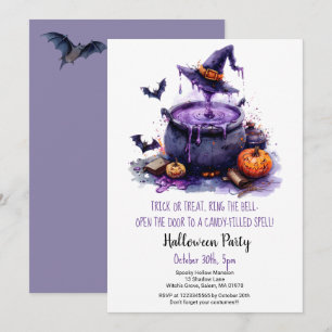 Witch Brew Bus eller godis Pumpkins Halloween fest Inbjudningar