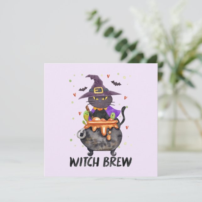 Witch Brew - Halloween Witch Cat in a Cauldron (Stående Fram)