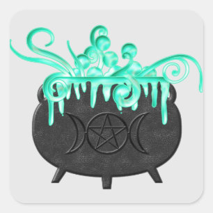 Witch Brew Pagan Magick Potion Cauldron Stickers Fyrkantigt Klistermärke