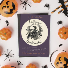 Witch Broom Halloween Spooktacular Costume Party Inbjudningar