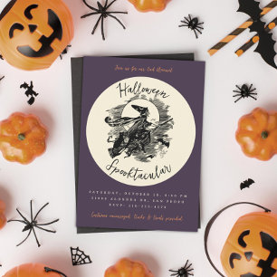 Witch Broom Halloween Spooktacular Costume Party Inbjudningar