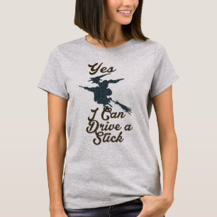 Witch Broom Stick Funny Halloween Shirt Womens T
