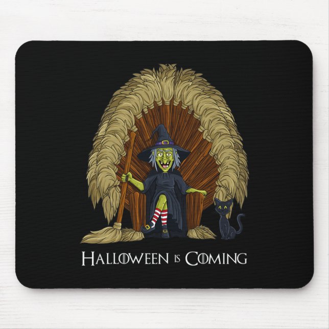 Witch Brooms Throne Roligt Halloween Girls Kids Musmatta (Framsidan)