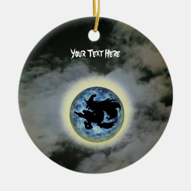 Witch Broomstick Full Moon Halloween Ornament (Framsidan)