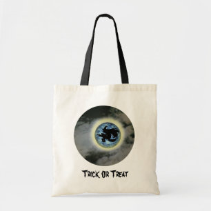 Witch Broomstick Full Moon Halloween Tote Bag Tygkasse