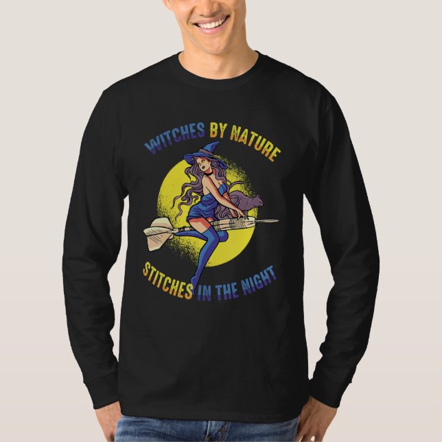 Witch By Nature  Stitches In The Night Spooky Cost T Shirt (Framsida)