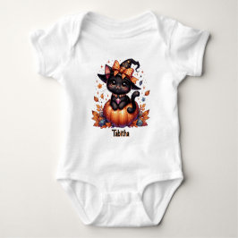 Witch Cat Add Baby Namn Cute Halloween T Shirt