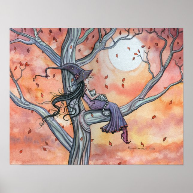 Witch Cat Autumn Poster av Molly Harrison (Framsidan)