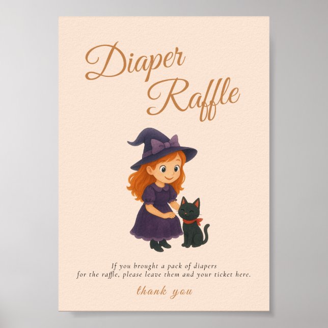 Witch & Cat Bow Cards  Gifts Table Sign Poster (Framsidan)