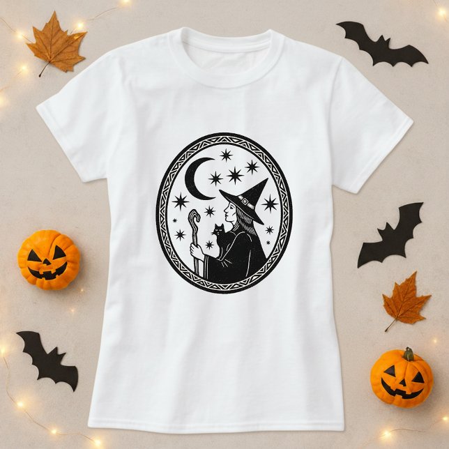 Witch Cat Cauldron Gift Halloween T Shirt (Skapare uppladdad)