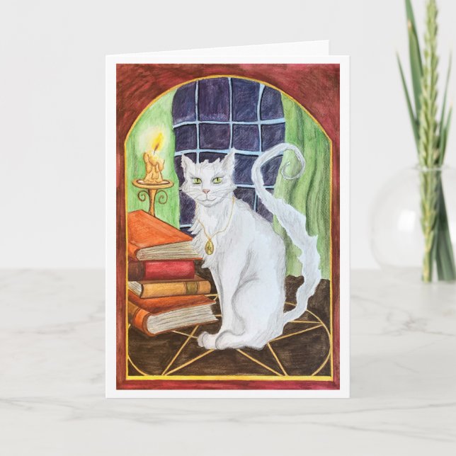 Witch Cat greeting card Kort (Framsida)